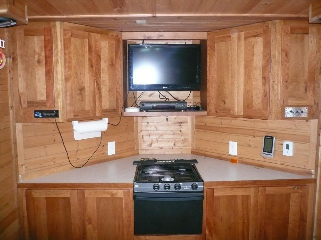 Interior Cherry Cabinets, LED TV