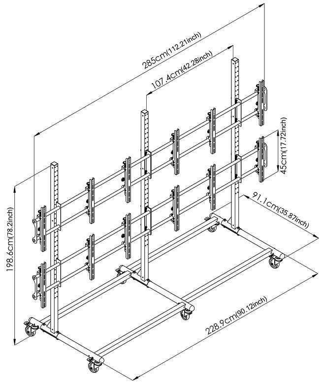 Micro-Adjustable Video Wall Cart/Stand For 46