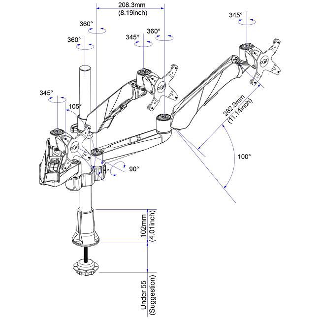 Triple Monitor Mount Specs