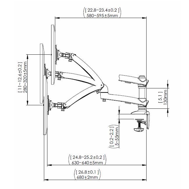 Expandable Desk Mount Spring Arm Dimensions