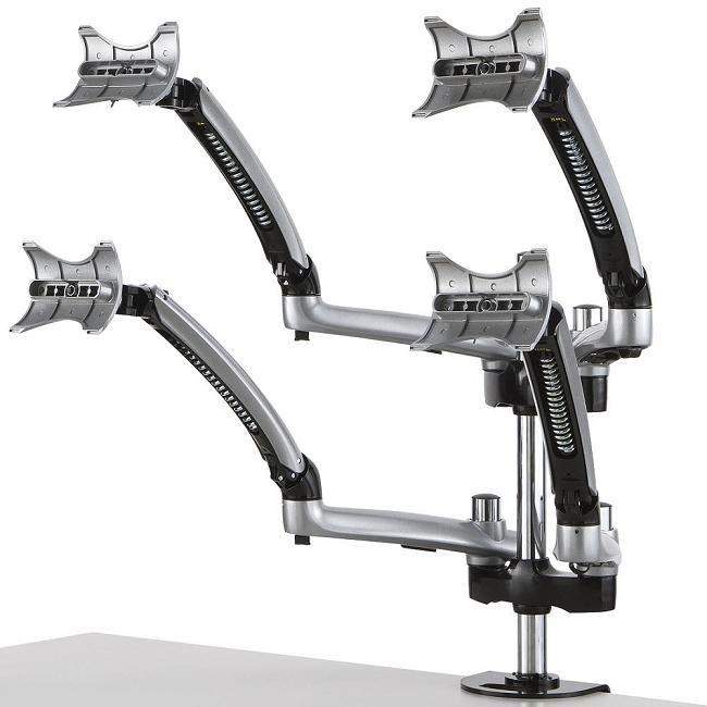 Four Apple Desk Mount Spring Arm - Silver
