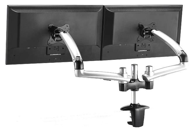 Expandable Dual Desk Mount Spring Arm - Silver Back Image