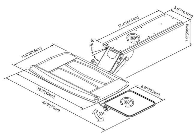 Fully Adjustable Keyboard Mouse Tray Specs