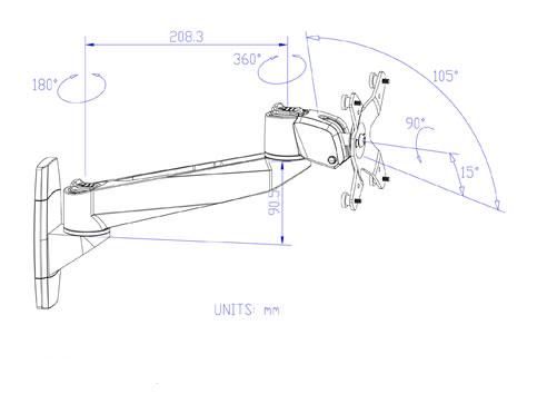 Specs of Monitor Wall Mount Quick Release Single Arm