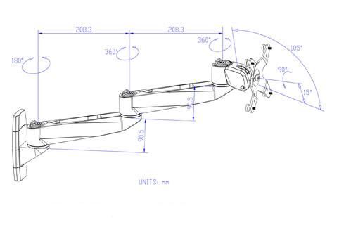 Specs of Monitor Wall Mount Quick Release Dual Arm