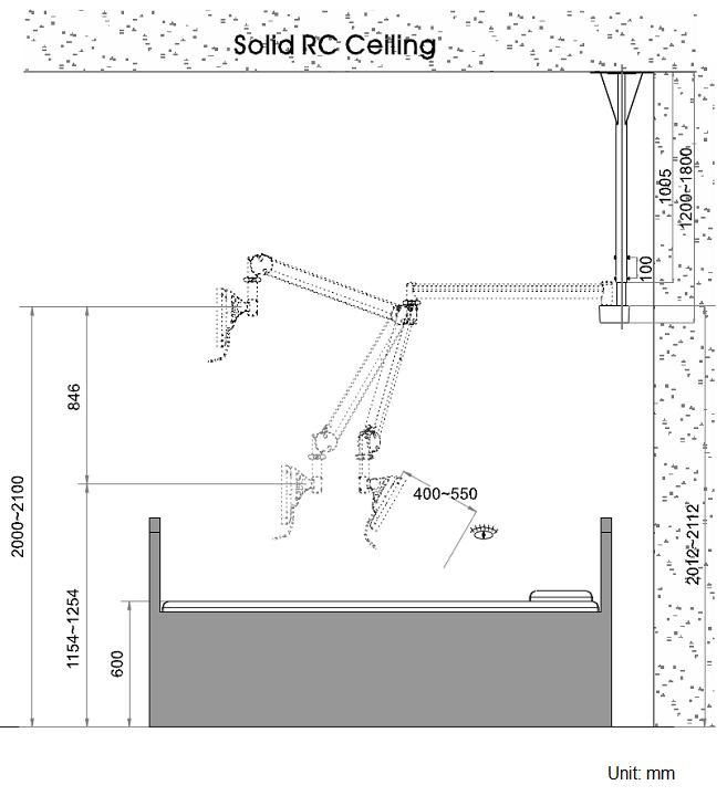 Cotytech Medical Ceiling Arm Dimensions