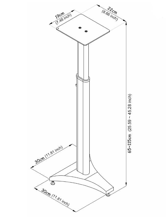 Large Surround Speaker Stand SP-OS10 dimensions