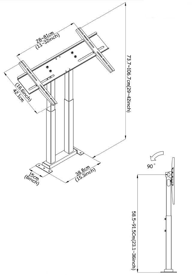 Adjustable Ergonomic Touch Screen Stand Specs