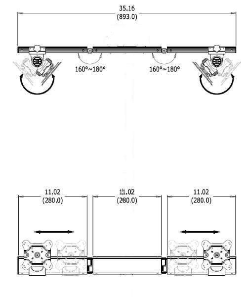 Dual Screen 3-section 2-fold Joint Beam Dimensions