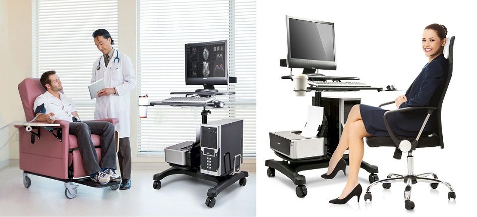 Workstations with Flexible Sit Stand Cart